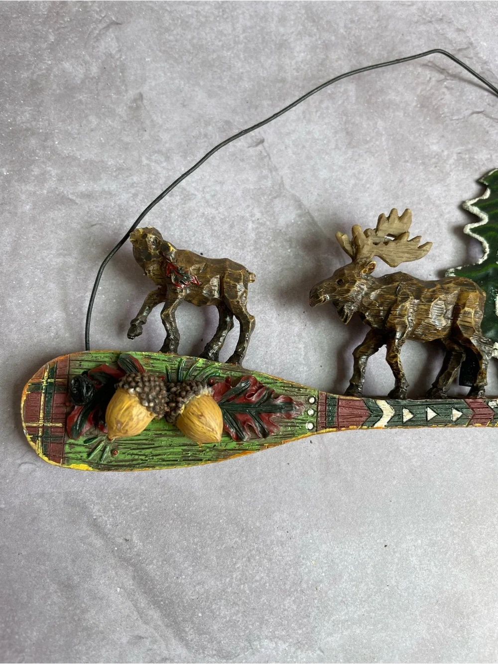 Vintage Rustic Holiday Moose & Tree Wall Hanging Cabin Christmas Decor